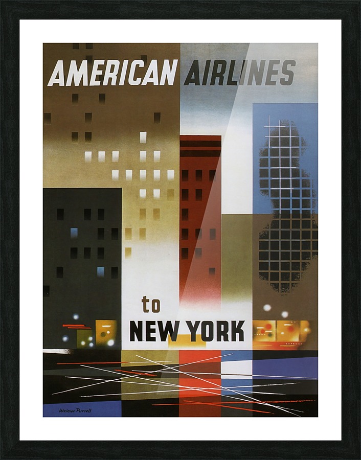 American Airlines to New York Travel Poster 1940  Framed Print Print
