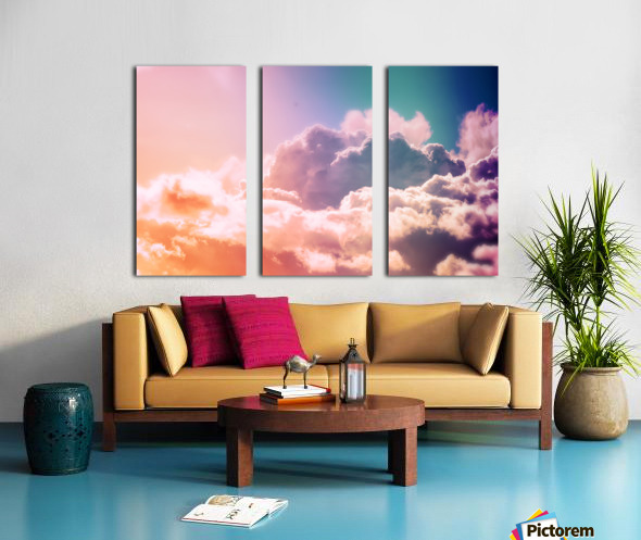 canvas triptych wall art  Clouds of Colour countryside paintings