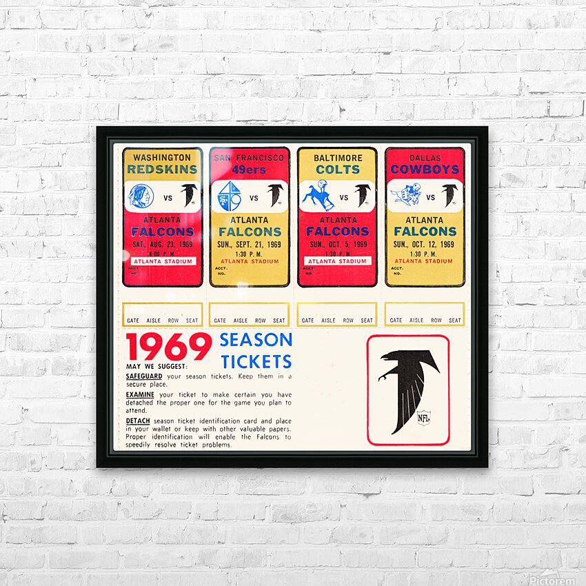 1969 Atlanta Falcons Season Tickets Canvas - Row One Brand