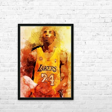Stupell Industries Kobe Bryant Basketball Icon Minimal Etched Portrait Canvas Wall Art - 24 x 30