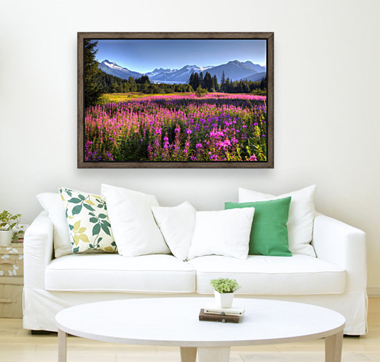 Scenic View Of The Mendenhall Glacier With A Field Of Fireweed In The ...