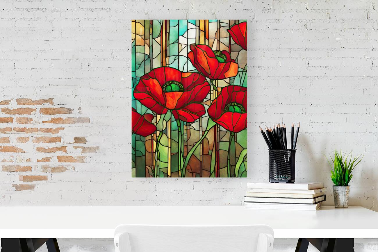 Stained Glass Poppies by HH Photography of Florida Wall Art