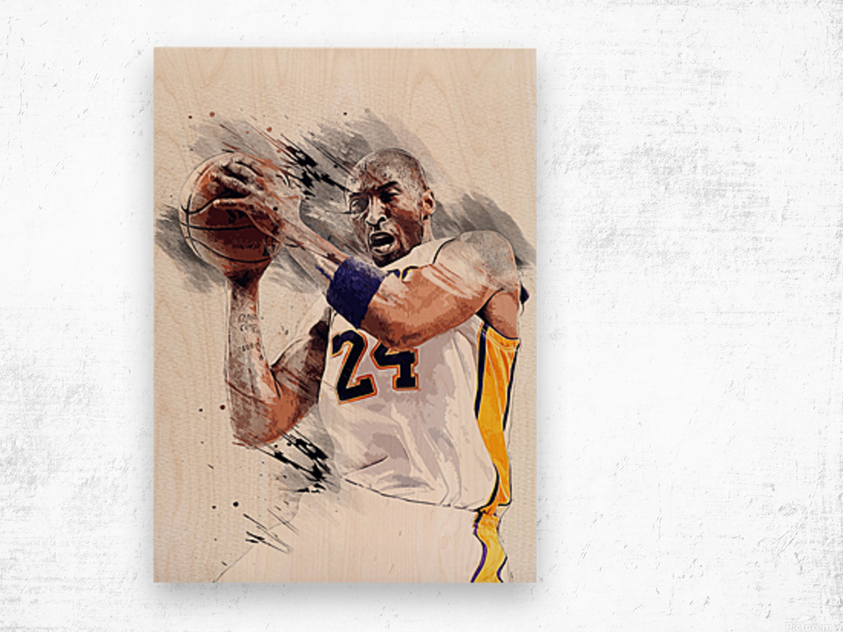Stupell Industries Kobe Bryant Basketball Icon Minimal Etched Portrait Canvas Wall Art - 24 x 30