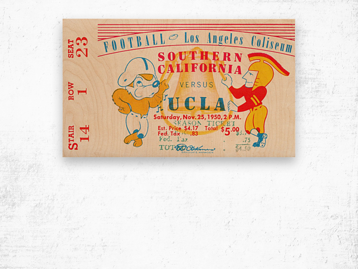 1950 UCLA Bruins Football Ticket Remix Art - Row One Brand